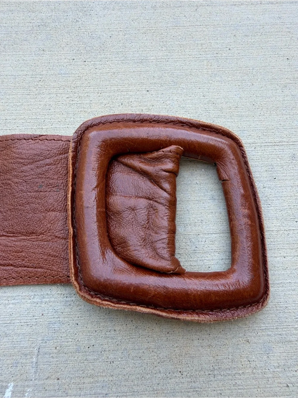 70’s Wide Brown Leather Cinch Belt with Buckle